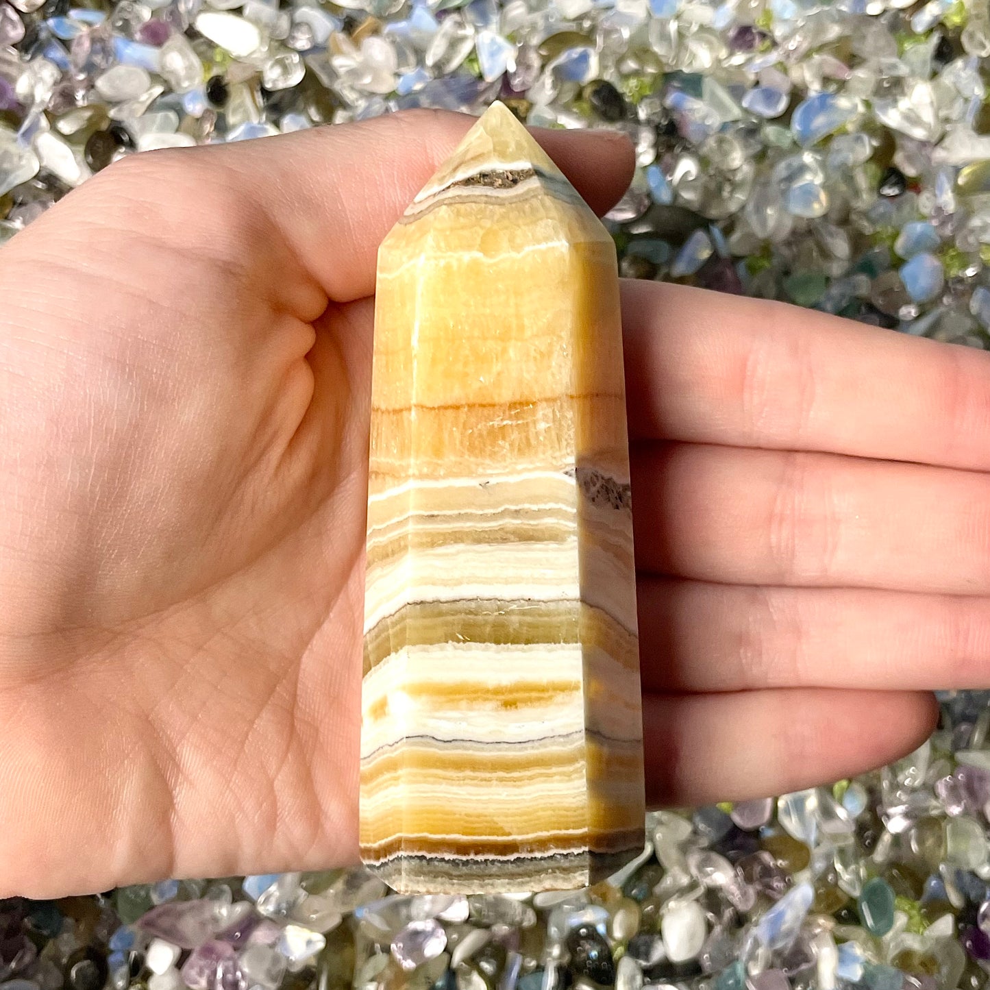 Banded Yellow Calcite Towers