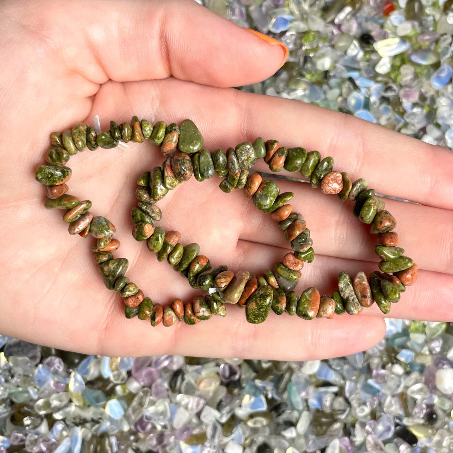 Unakite Chip Bracelet