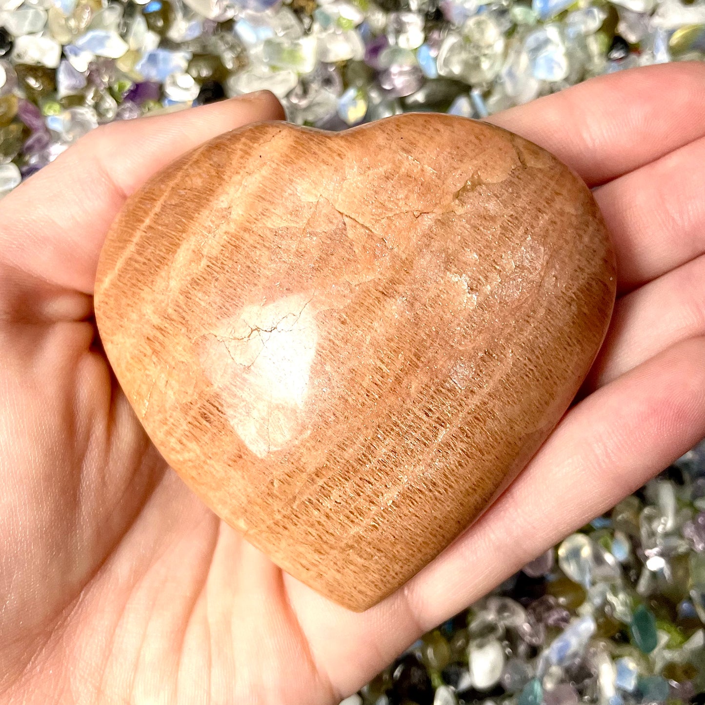 Peach Moonstone Heart