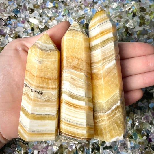 Banded Yellow Calcite Towers